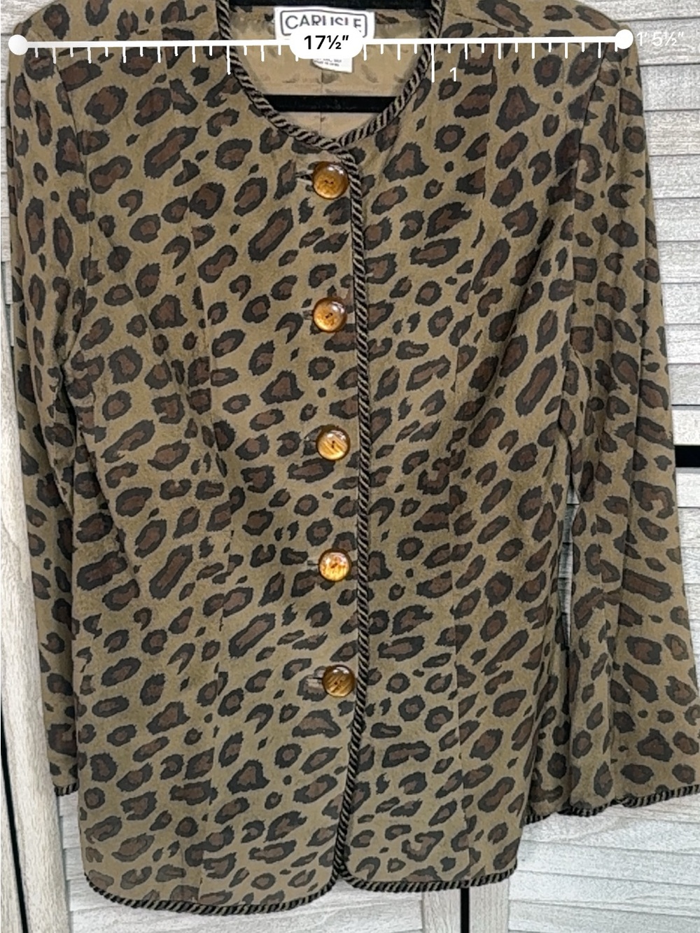 Carlisle 100% Suede Leopard Jacket Rope Trim Sz 14 MobWife Vintage Glam - Picture 6 of 11